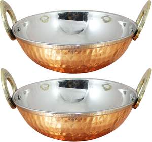 Hot Seller New Stock Copper <b>Steel</b> Indian Serving Bowl Hammered Kadhai Set Serveware Cookware Food Serving Item - Product Image 1