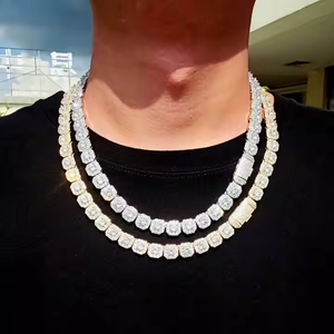Trendy Unisex 10K Yellow Gold <b>Tennis</b> Chain <b>Necklace</b> 4MM Bezel Setting Moissanite Diamond Cut 18 Inch Iced Engagement Gift 2 - Product Image 5