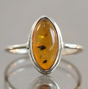 Joyería fina elegante clásica, anillo de compromiso de boda para mujer, anillo de compromiso, corte ovalado, bisel de ámbar báltico, ajuste de aniversarios - Product Image 2