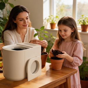 Compostador inteligente de residuos alimentarios LUXFOND para cocina con sensor automático de humedad, sistema de eliminación de olores y producción de compost. - Product Image 1