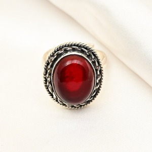 แหวนพลอยโกเมนเงินสเตอร์ลิง925มาแรงเครื่องประดับทำมือแหวนเงินสไตล์ Boho สำหรับเป็นของขวัญสำหรับผู้หญิง - Product Image 3