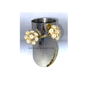 Jarrones de flores de decoración única para el hogar, florero martillado de vidrio transparente de diseñador de flores de metal para jarrones de bodas y eventos - Product Image 3