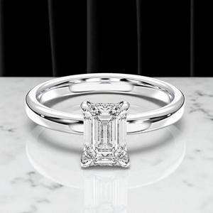 1.06 carats E-F/VVS-VS Moissanite émeraude et forme ronde diamant broche ensemble solitaire bague de fiançailles fabriquée en platine pour les femmes - Product Image 2