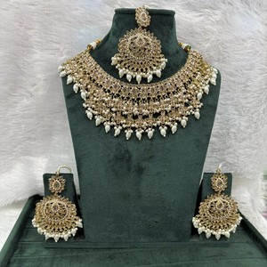 Ensemble de collier Kundan Vintage bijoux indiens ensemble de mariage en perles de mariée à la mode avec perle motif cloche boucles d'oreilles mode en gros - Product Image 1