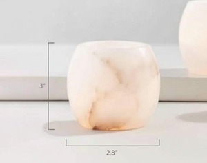 Porte-bougie en albâtre (lot de 2) |   Ensemble de bougies votives en pierre naturelle Ensemble de deux porte-bougies votives en albâtre - Product Image 2