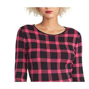 Abito in maglia di lana a quadri con schiena scoperta da donna Rachel Roy, nero, taglia L - Vestito casual aderente a trapezio con silhouette invernale - Product Image 2