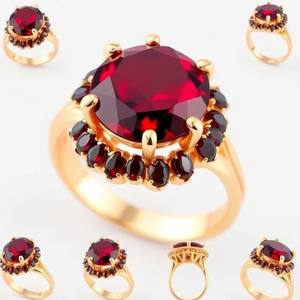 แหวนหมั้นของผู้หญิง925วินเทจเงินสเตอร์ลิงทันสมัย12มม. ง่ามตั้งค่าพลอยโกเมนสีแดงธรรมชาติเครื่องประดับที่ดีมีสไตล์ - Product Image 3