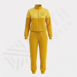 ชุดวอร์มผู้หญิงสำหรับฤดูหนาว เสื้อแจ็คเก็ตแขนยาวมีฮู้ด เสื้อครอป กางเกงขายาว ผ้าฝ้ายฟลีซคุณภาพสูง สไตล์วินเทจ ระบายอากาศได้ดี ดีไซน์สปอร์ต - Product Image 1