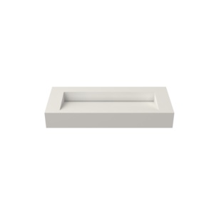 Lavabo de Resina de Superficie Sólida Blanco Mate Maydon, Lavabo Rectangular Moderno y Elegante para Colgar en la Pared, con Drenaje Central, Ecológico y Duradero - Product Image 1