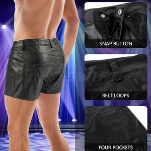 Shorts en cuir pour hommes vente en gros personnalisés Shorts en cuir à séchage rapide pour hommes Shorts en cuir pour hommes à prix bon marché - Product Image 3