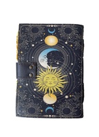 Libro de sombras diario con cierre de bloqueo Prop Vintage hecho a mano cuero genuino sol y luna cubierta impresa papeles sin forro cuaderno