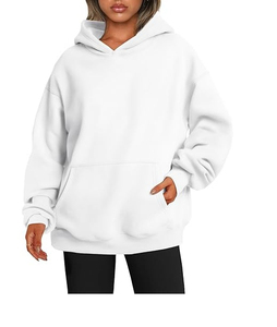 Venta al por mayor 350g Super Soft Plus Fleece Cute Hoodie para chicas adolescentes mujeres Color sólido Oversized Jumper Long Sports Hoodie Winter - Product Image 6