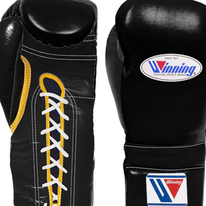 Fabricantes personalizados compran al por mayor guantes de boxeo de cuero negro ganador dedo completo correa de cuero genuino Kick Boxing guantes MMA - Product Image 6