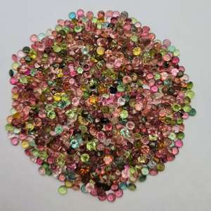 Piedra de corte de turmalina natural Calidad de Grado Superior Turmalina natural multicolor Piedra preciosa facetada de turmalina de forma redonda suelta - Product Image 4