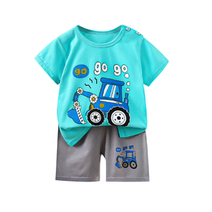 Meilleures ventes Ensemble de 2 pièces d'enfants et de garçons imprimés Design personnalisé T-shirts et shorts imprimés à col rond et élégants à la mode de BD - Product Image 5