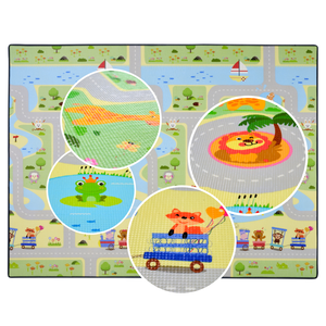 Tapis de jeu simple face 100x140x1,5 cm XPE pour bébé-Mousse verte imperméable non toxique enroulable - Product Image 3