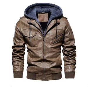 Chaqueta de Motociclista de Cuero Sintético con Cierre, en Existencia, al por Mayor, Tallas S-5XL, para Hombre, Invierno, Cuero Puro - Product Image 2