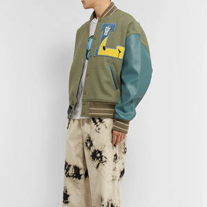 แจ็กเก็ตทีมชาตินักกีฬาสำหรับผู้ชายแจ็คเก็ตบอมเบอร์แจ็คเก็ตลายตัวอักษรเลตเทอร์แมนมหาวิทยาลัยเบสบอล - Product Image 4