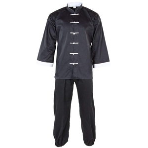 Camisa de Kung Fu tradicional china para hombre Uniforme Abrigo de manga larga Tops y pantalones - Product Image 2