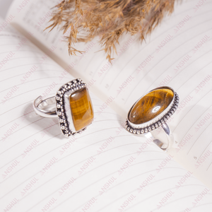 Bagues en cabochon œil de tigre marron vendues dans le monde entier, cristaux de guérison de qualité supérieure pour la création de bijoux, la méditation, la mode, le quotidien et les soirées. - Product Image 2