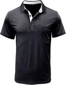 Polos atléticos de manga corta para hombre, camisetas de golf informales que absorben la humedad, camiseta con logotipo personalizado sólido con cuello para hombre - Product Image 2