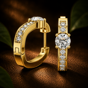 Classic Solitaire Round Lab Grown Diamond <b>Huggie</b> Hoop Earrings 14K 18K <b>Solid</b> <b>Gold</b> E VVSVS Wedding Earring Fine Jewelry For Women - Product Image 3