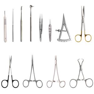 Herramientas de microcirugía ocular oftálmica de acero inoxidable de 18 piezas de calidad superior, juego de blefaroplastia cosmética para párpados para cirugía plástica - Product Image 1