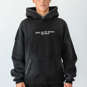Poids lourd fourniture OEM coton épais Logo personnalisé broderie appliques goutte épaule lâche hommes à capuche pull de haute qualité - Product Image 1