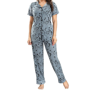 Gris avec des taches noires doux et élégant coton Modal pyjama ensemble vêtements de nuit confortables pour les femmes fournisseur en gros - Product Image 1
