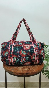 Sac de sport en coton matelassé fait à la main imprimé en blocs détachable longue ceinture écologique Durable grande capacité fermeture éclair luxe week-end - Product Image 5