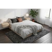 Tapis moderne en chenille rayée noire Anadolu, tissé, lavable, 7 mm, polyester et coton, antidérapant, adapté aux animaux domestiques, pour la maison, sur mesure