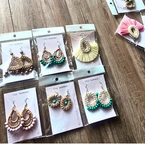 Eco Bamboo <b>Earrings</b> Handmade Vietnam Natural Rattan Jewelry Boho Style Lightweight Fashion Accessories - Product Image 1