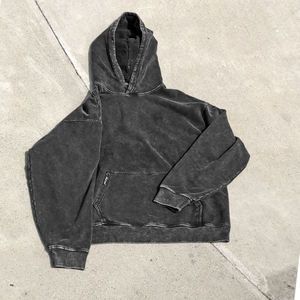 Sweats à capuche surdimensionnés pour hommes, sweats à capuche déchirés Streetwear vintage délavés à l'acide - Product Image 4