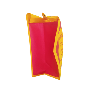 Bolsa de compras de comestibles no tejida con tema personalizado, reutilizable con asa, bolsa de golosinas en amarillo rojo, paquete de 50 - Product Image 4