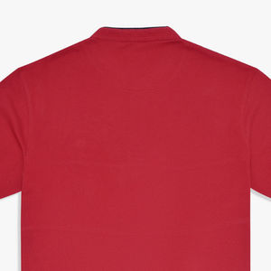 เสื้อยืดถักผ้าฝ้าย100% สีแดงพื้นฐานคอปกสไตล์ลำลองสั้นกำหนดโลโก้ได้เอง - Product Image 5