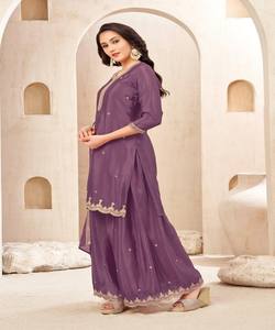 TOP DE TRABAJO SEQUUNCIA BORDADO CHINON MODERNO PALAZZO CON DUPATTA FIESTA PRECIO AL POR MAYOR PRECIO PRENDA ÉTNICA - Product Image 2