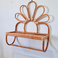 Étagère murale en rotin en forme de paon en bambou naturel fait main, multifonctionnelle, style Art Déco, pour rangement de vêtements, décoration intérieure, salon