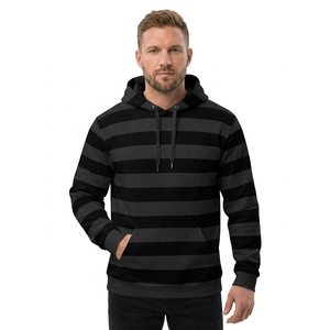 Sudadera con Capucha a Rayas para Hombre, Corte Regular, Tejida, Informal, con Bolsillo - Product Image 4