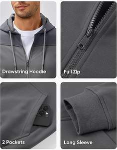 Sudaderas con capucha de manga larga con cremallera y bolsillos informales para hombre de alta calidad - Product Image 2