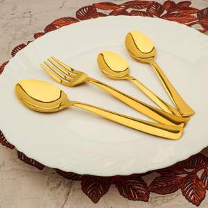 Ensemble de couverts triple style couteau cuillère et fourchette couleur or haut de gamme disponible à un prix abordable et raisonnable à vendre - Product Image 5