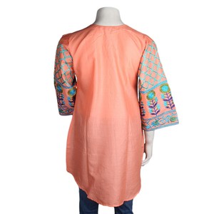 Women's Embroidered <b>Top</b> - <b>Peach</b> - Product Image 3