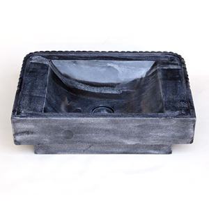 Lavabo rectangulaire en marbre noir de très haute qualité avec design brillant pour armoire de salle de bain et hôtel - Product Image 6