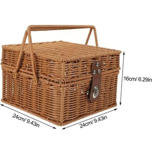 Panier de rangement tissé en cercle avec poignée, écologique, moderne, multi-usages - Product Image 2