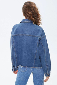 Veste en jean décontractée pour femme de qualité supérieure avec logo personnalisé, effet usé, boutonnée, manches longues, service OEM, design - Product Image 4