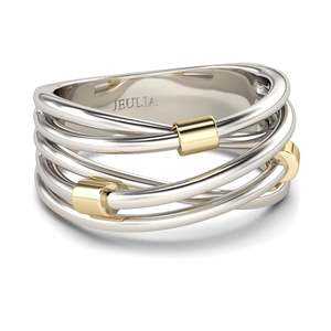 แหวนเงินแท้ชุบทอง 18K ประดับพลอยทรงไขว้ Jeulia - Product Image 2