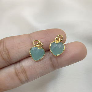 Vente en gros 10mm Aqua calcédoine en forme de coeur Bijoux en argent sterling plaqué DIY fabrication de bijoux pendentif à breloque Fournisseur en gros - Product Image 5