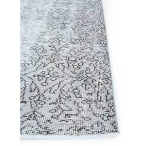 Tapis en laine noués à la main gris et noir vintage Pae-1485 – Nouveau motif médaillon abstrait fait main pour la maison, le couloir et le salon - Product Image 4