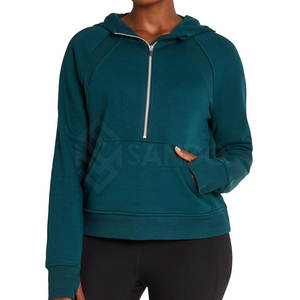 Sweat-shirt d'hiver personnalisé pour femmes avec capuche et demi-fermeture éclair Style Streetwear Logo avant Fabriqué au Pakistan en gros - Product Image 4