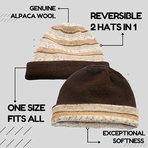 Nouvelle conception 2025, bonnets unisexes pour adultes en laine/coton respirant, imperméable, jacquard, tricotés à la main, service OEM, vente en gros, personnalisable - Product Image 3