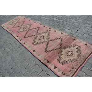 3.2x11.1 ft Turkish Rug, Vintage <b>Runner</b> Rug, <b>Red</b> Brown Camouflage Rug - Product Image 2